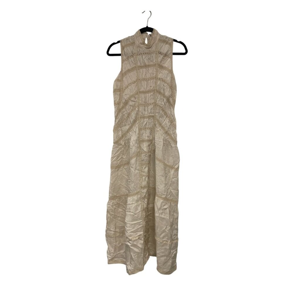 Zara ZW collection Womens Maxi Dress S Pink Lace Halter Crochet 6895/261 NWT - Picture 2 of 16